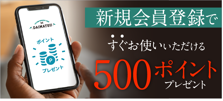 新規会員登録で500ポイントプレゼント